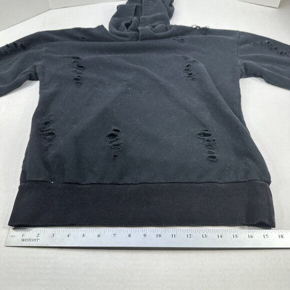 Wet Seal Women's Size Medium Hoodie Distressed Black Preowned - Picture 9 of 13